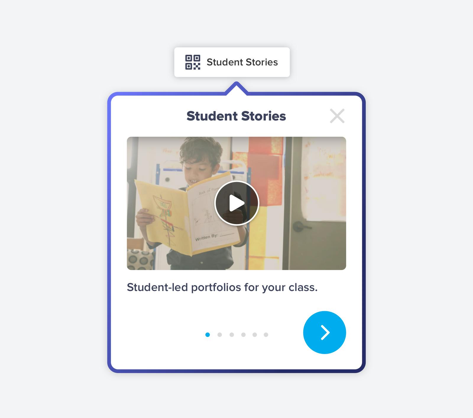 New Feature in app tooltip for promoting student portfolios on ClassDojo
